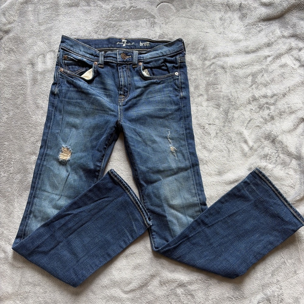 7 For All Mankind Jeans Brett Women 8 Blue Cotton Denim Ankle Bootcut Stretch
